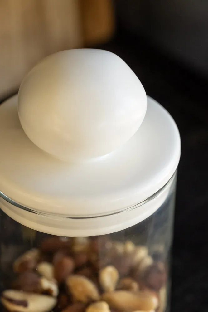 Glass Storage Jar With White Ceramic Lid - Small