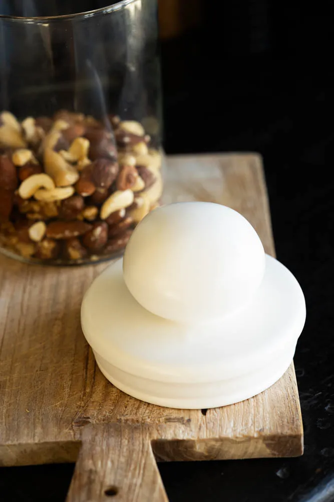 Glass Storage Jar With White Ceramic Lid - Small