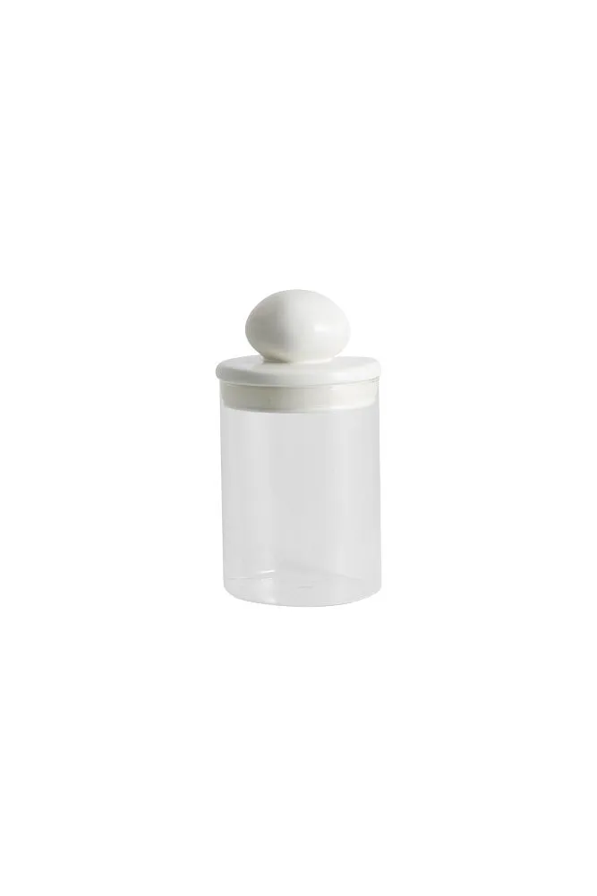 Glass Storage Jar With White Ceramic Lid - Small