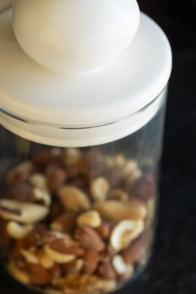 Glass Storage Jar With White Ceramic Lid - Small