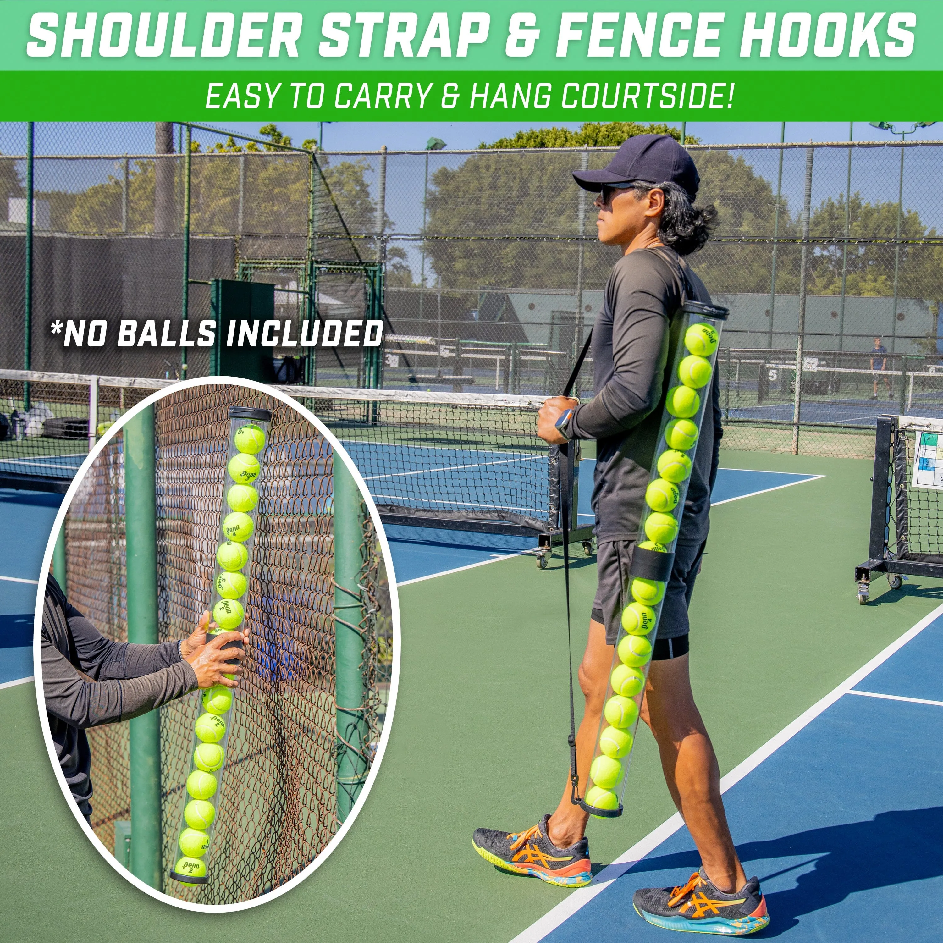 GoSports Pickleball & Tennis Pickup Tube - Ball Retreiver and Holder, Fits 14 Pickleballs or 17 Tennis Balls