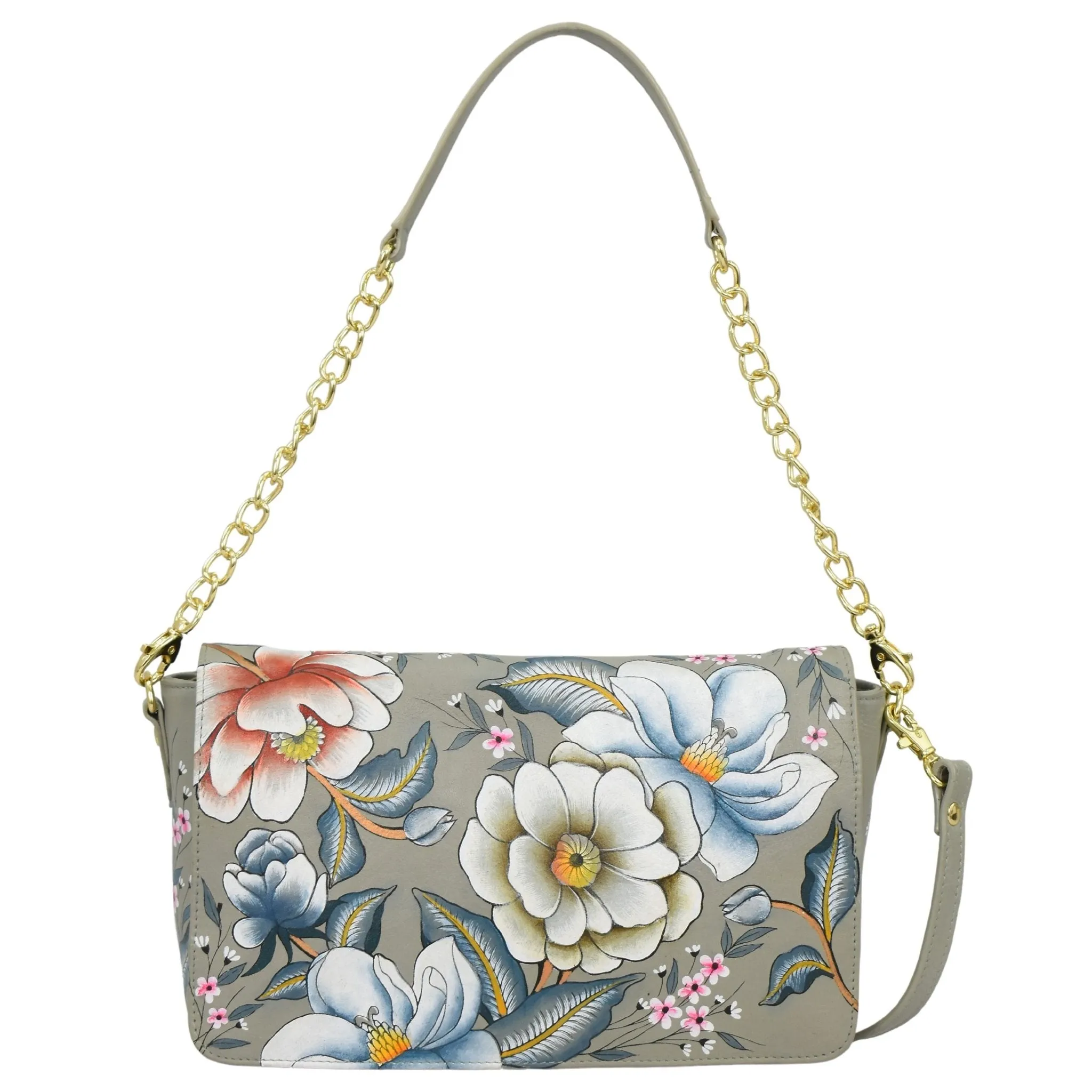 Hand Painted Magnetic Snap Flap Chain Bag