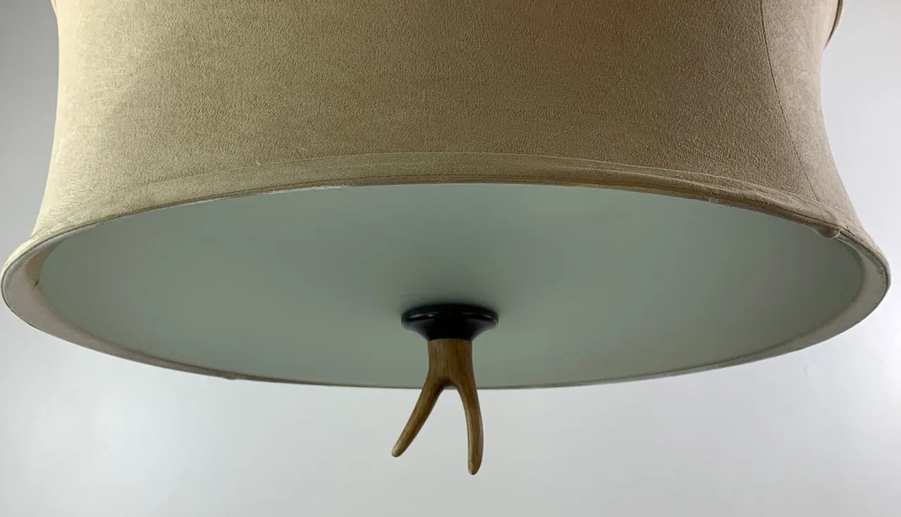 Hanging Light Chandelier, Antlers, Barrel Light