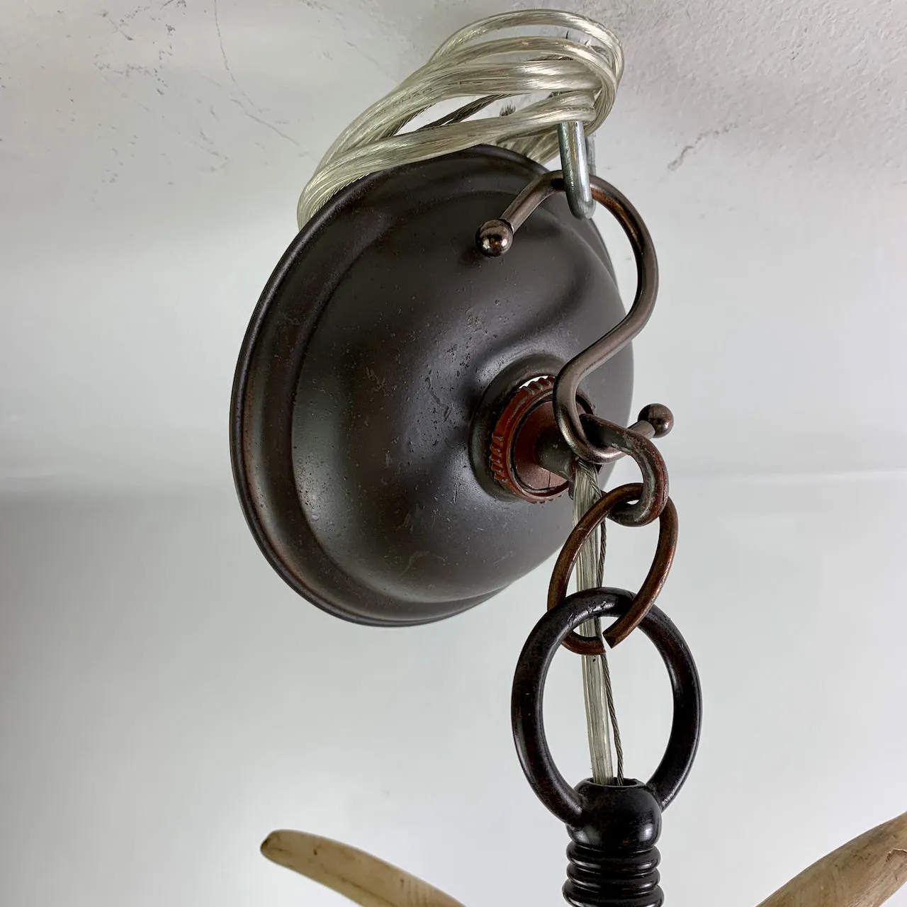 Hanging Light Chandelier, Antlers, Barrel Light