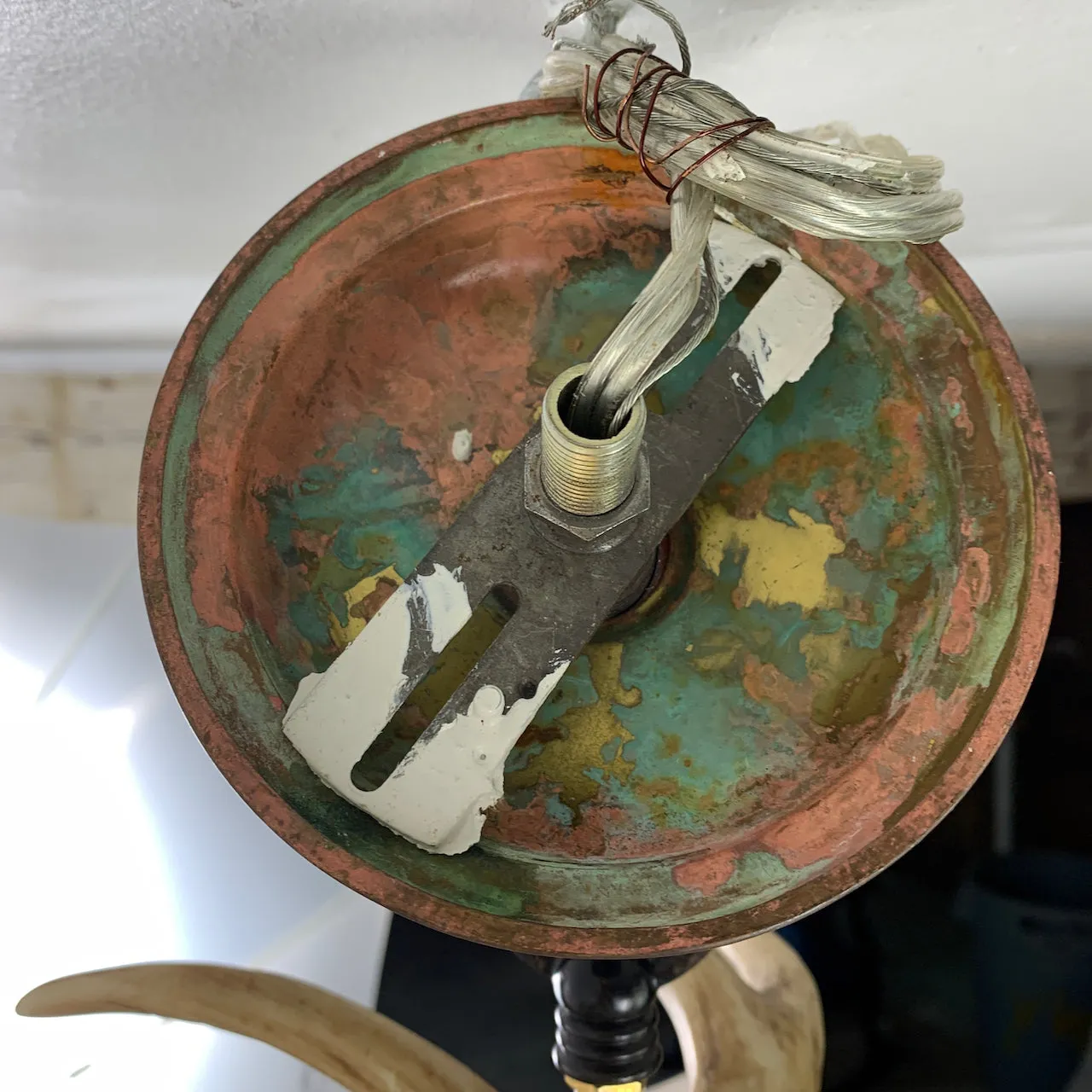 Hanging Light Chandelier, Antlers, Barrel Light