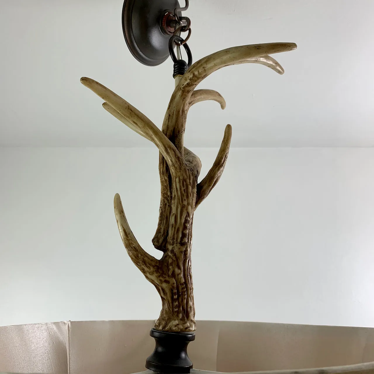 Hanging Light Chandelier, Antlers, Barrel Light