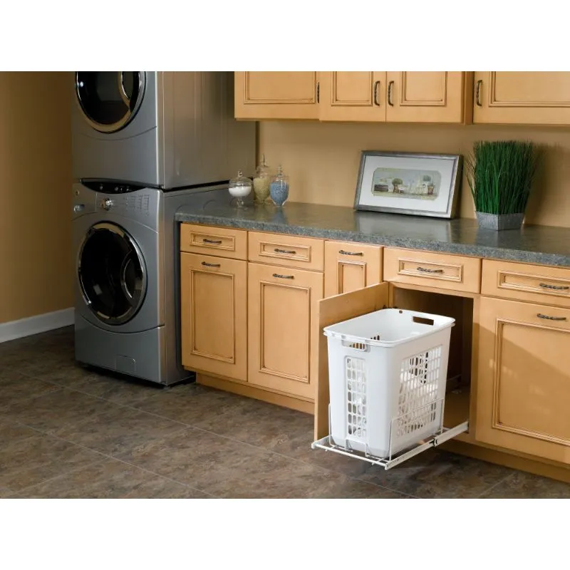 HPRV Series White Pull-Out Hamper (14.25" x 20" x 19.38")
