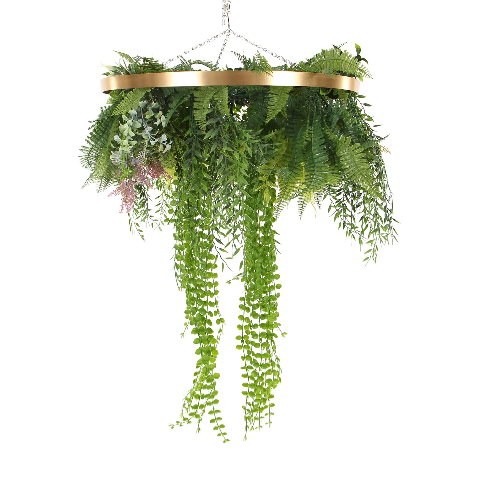 Imitation Gold Artificial Hanging Green Wall Disc 40cm (Limited Range)