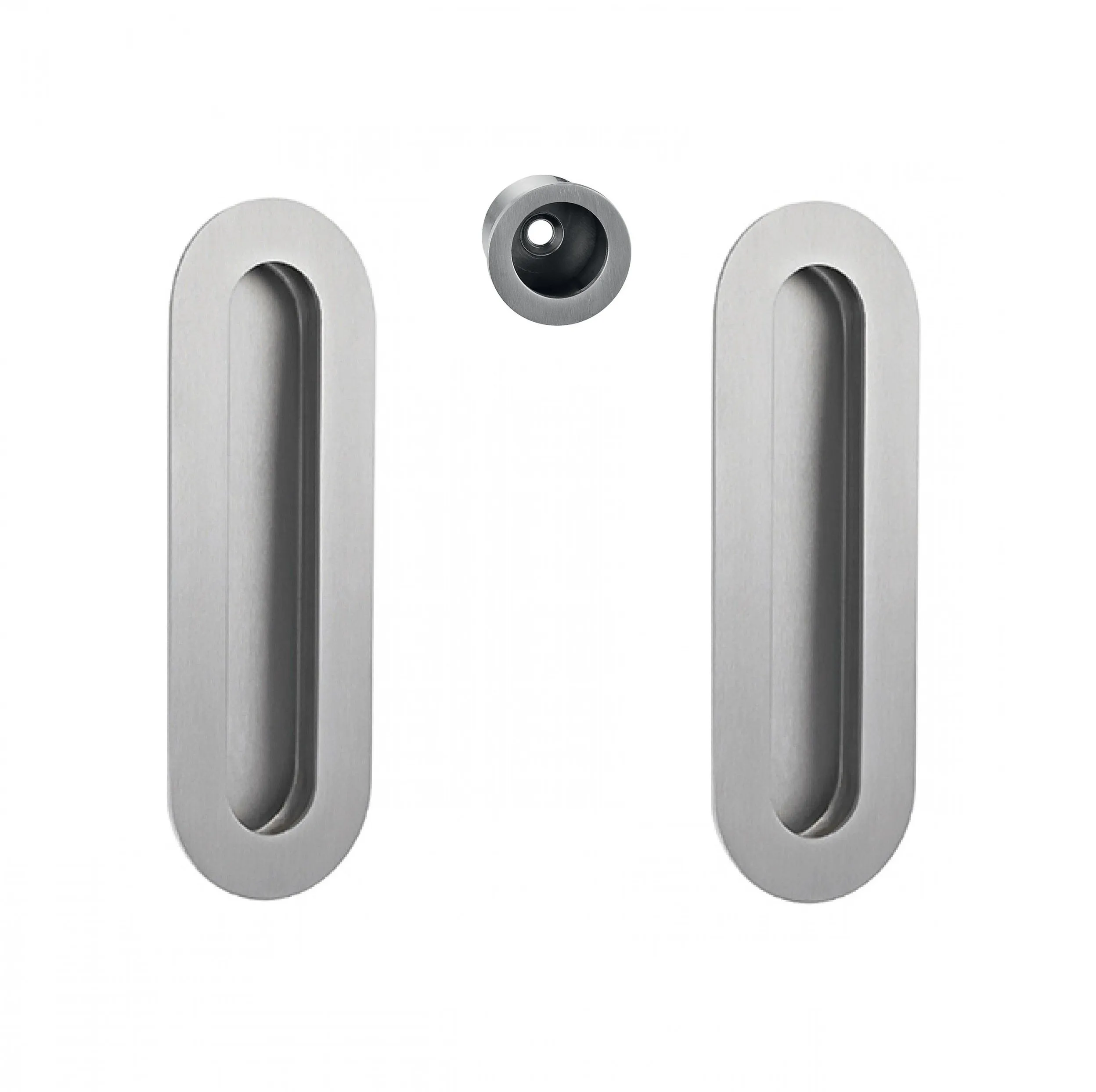 IN.16.231 SET Oval concealed flush pulls x 2 (180x60mm) plus end pull