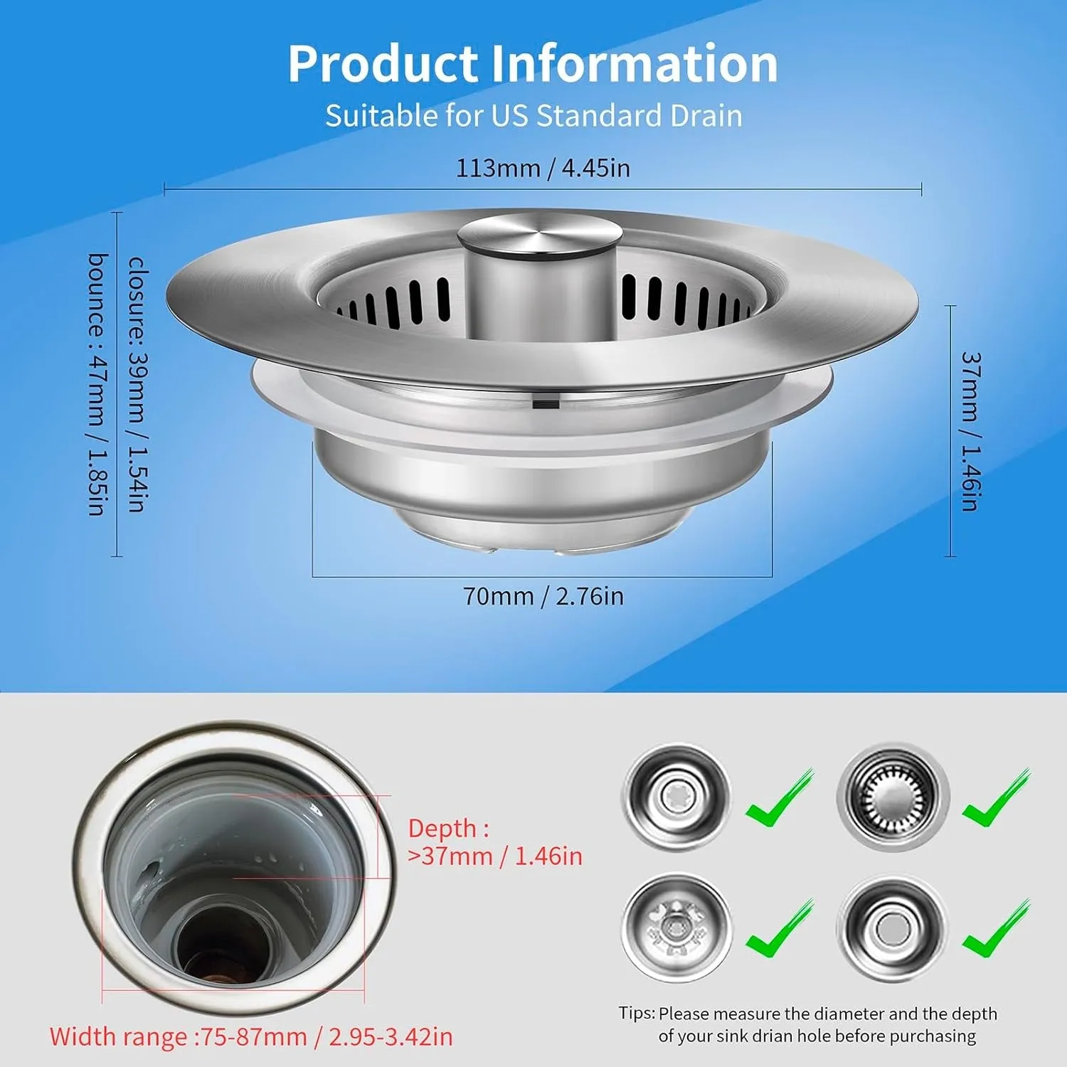 Kitchen Sink Drain Strainer