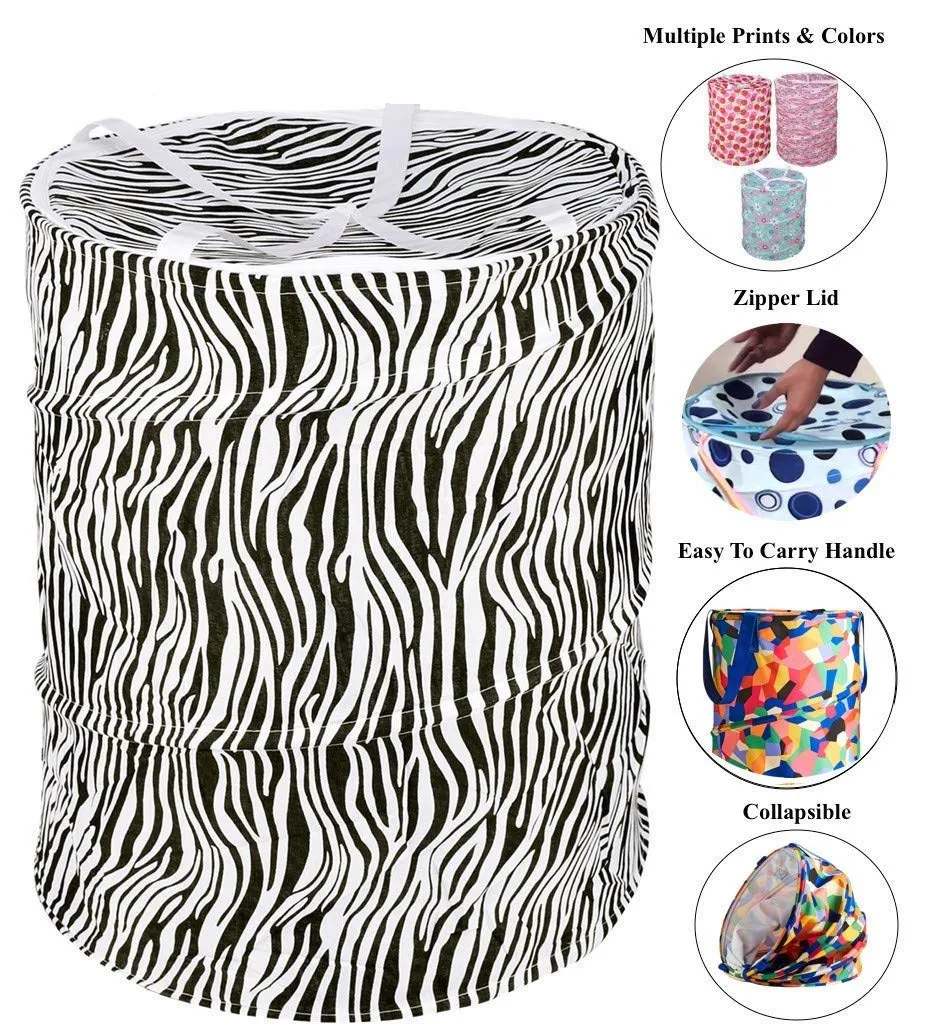 Kuber Industries Big Round Cloth Foldable Laundry Basket Bag, Volume:-40L,Multi Color, Standard (CTKTCVA20)