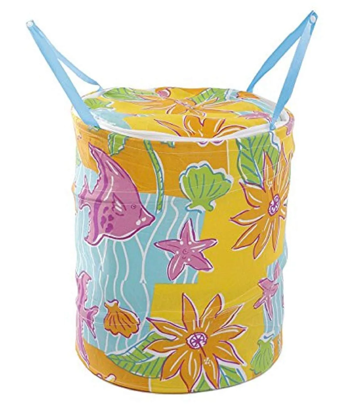 Kuber Industries Big Round Cloth Foldable Laundry Basket Bag, Volume:-40L,Multi Color, Standard (CTKTCVA20)