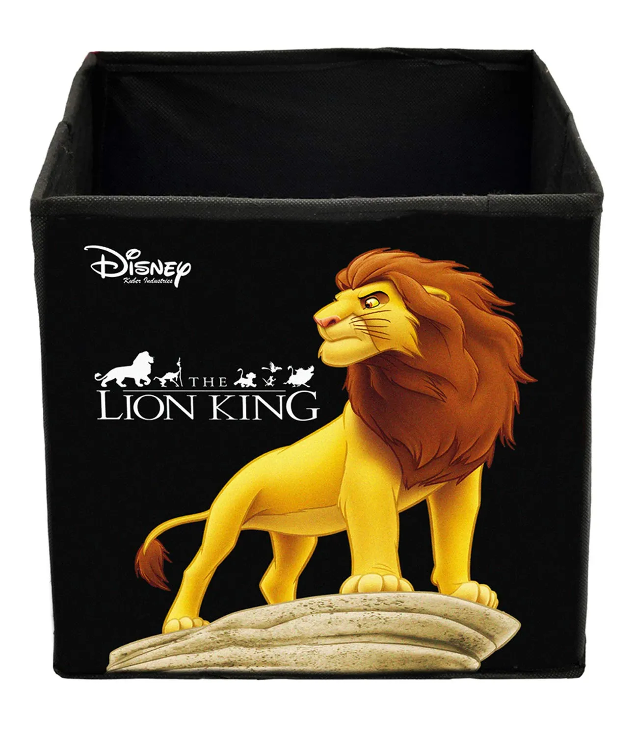 Kuber Industries Disney Mickey Lion King Print Non Woven Fabric Foldable Storage Cube Toy, Books, Shoes Storage Box with Handle (Black & Maroon, Large, 2 Pieces)-KUBMART10801
