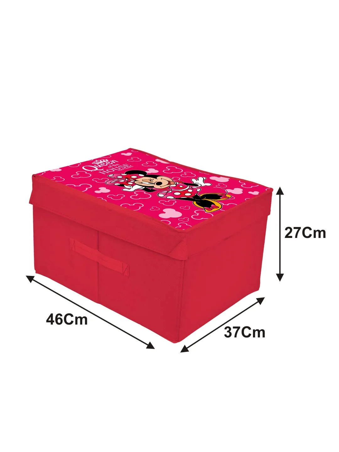 Kuber Industries Disney Minnie Print Non Woven Fabric Foldable Cloth Storage Wardrobe Organiser Box with Lid, Extra Large (Pink)-KUBMART16325