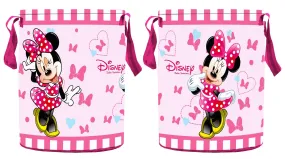 Kuber Industries Disney Minnie Print Round Non Woven Fabric Foldable Laundry Basket|Toy Storage Basket|Cloth Storage Basket with Handles,45 LTR|Pack of 2 (Pink)