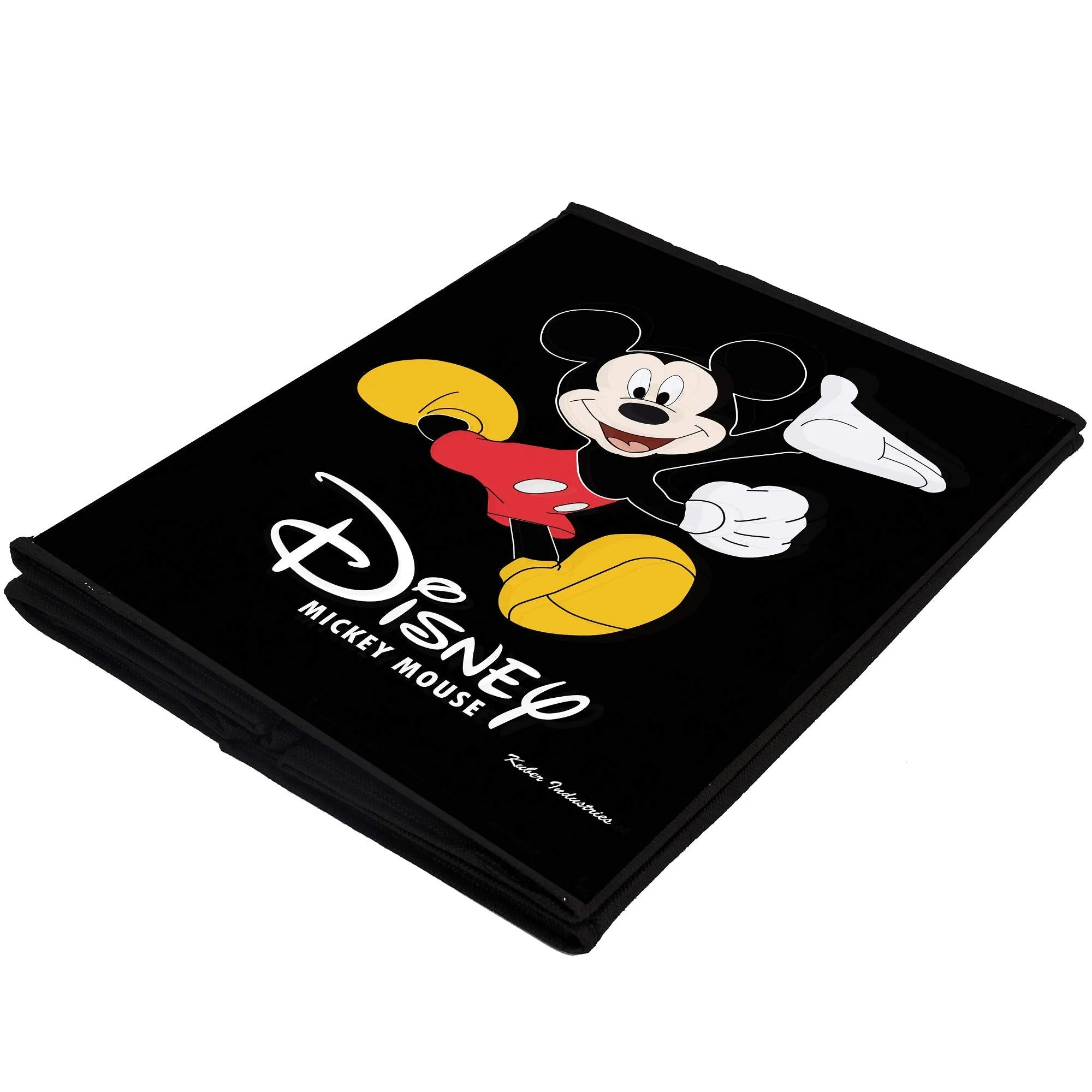 Kuber Industries Disney Team Mickey Mouse Print Non Woven Fabric Foldable Laundry Basket, Toy Storage Basket, Cloth Storage Basket with Handles (Set of 2, Black with Royal Blue)-KUBMART1204