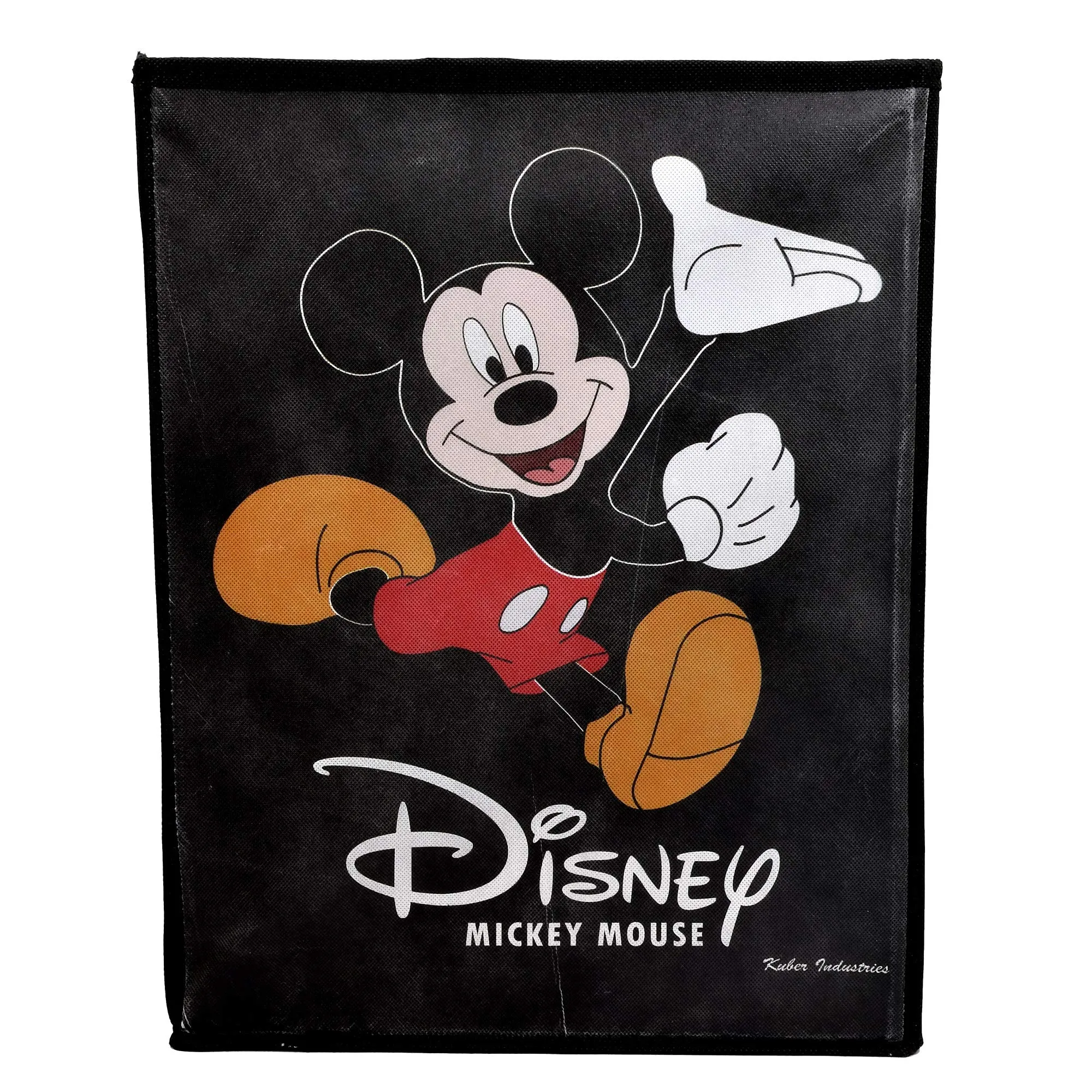 Kuber Industries Disney Team Mickey Mouse Print Non Woven Fabric Foldable Laundry Basket, Toy Storage Basket, Cloth Storage Basket with Handles (Set of 2, Black with Royal Blue)-KUBMART1204