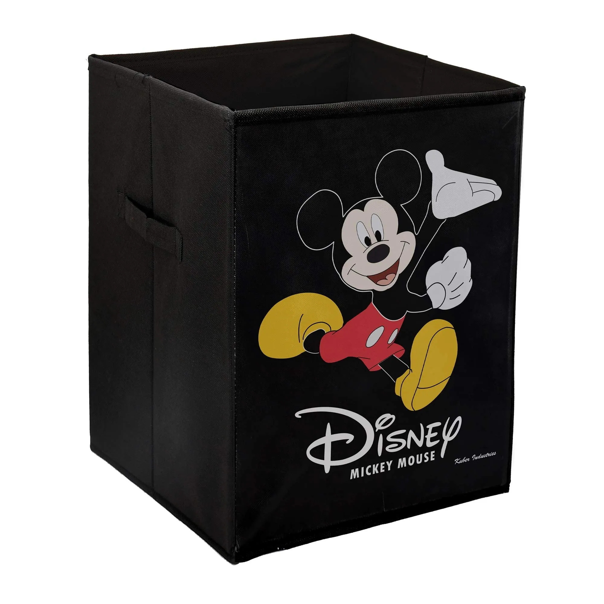Kuber Industries Disney Team Mickey Mouse Print Non Woven Fabric Foldable Laundry Basket, Toy Storage Basket, Cloth Storage Basket with Handles (Set of 2, Black with Royal Blue)-KUBMART1204