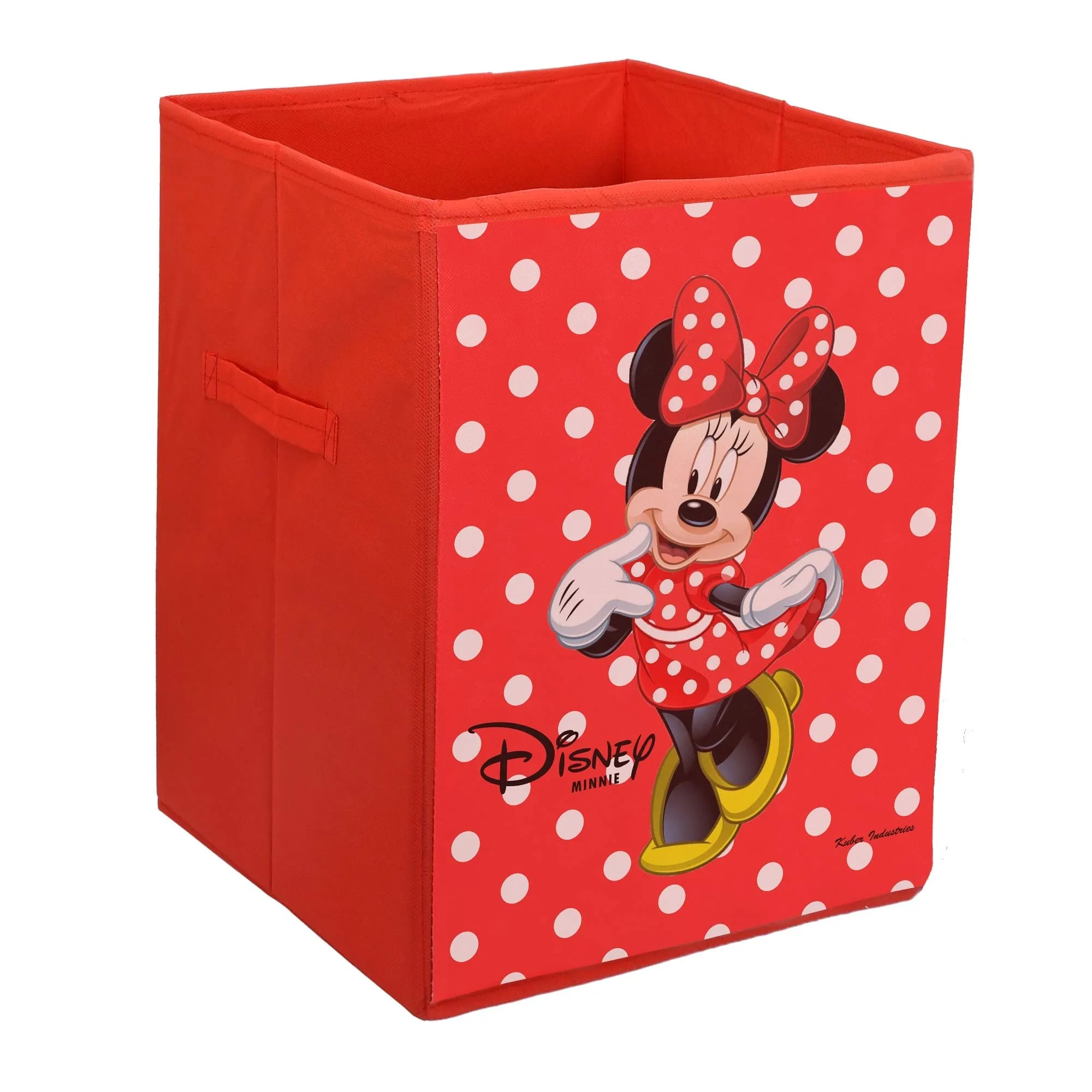 Kuber Industries Disney Team Minnie Print Non Woven Fabric Foldable Laundry Basket, Toy Storage Basket, Cloth Storage Basket with Handles (Set of 2, Red with Royal Blue)-KUBMART1206