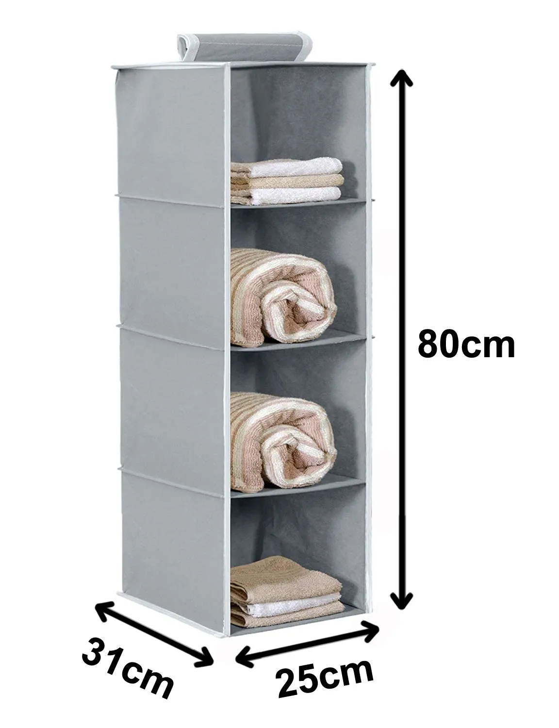 Kuber Industries Fabric Non Woven Hanging 4 Shelves Foldable Wardrobe/Closet Cloth Organizer (Grey & Brown)-Pack Of 2-Kubmart15332