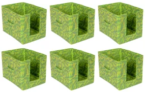 Kuber Industries Metalic Leaf Print Foldable Rectangle Cloth Saree Stacker Cloth Wardrobe Organizer- Pack of 6 (Green)