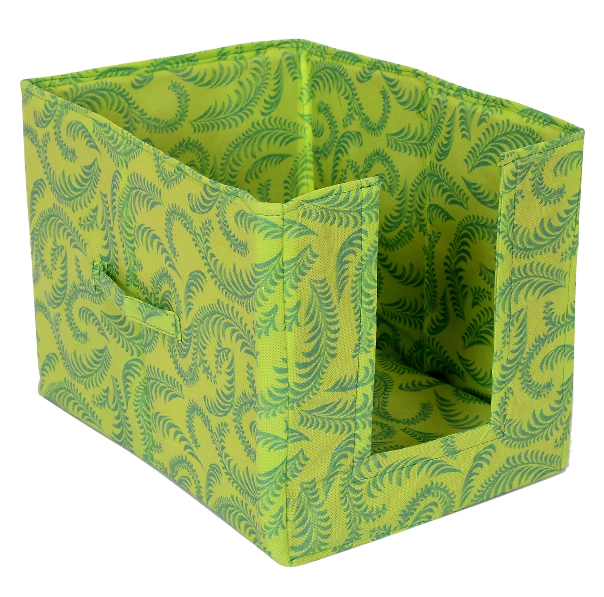 Kuber Industries Metalic Leaf Print Foldable Rectangle Cloth Saree Stacker Cloth Wardrobe Organizer- Pack of 6 (Green)
