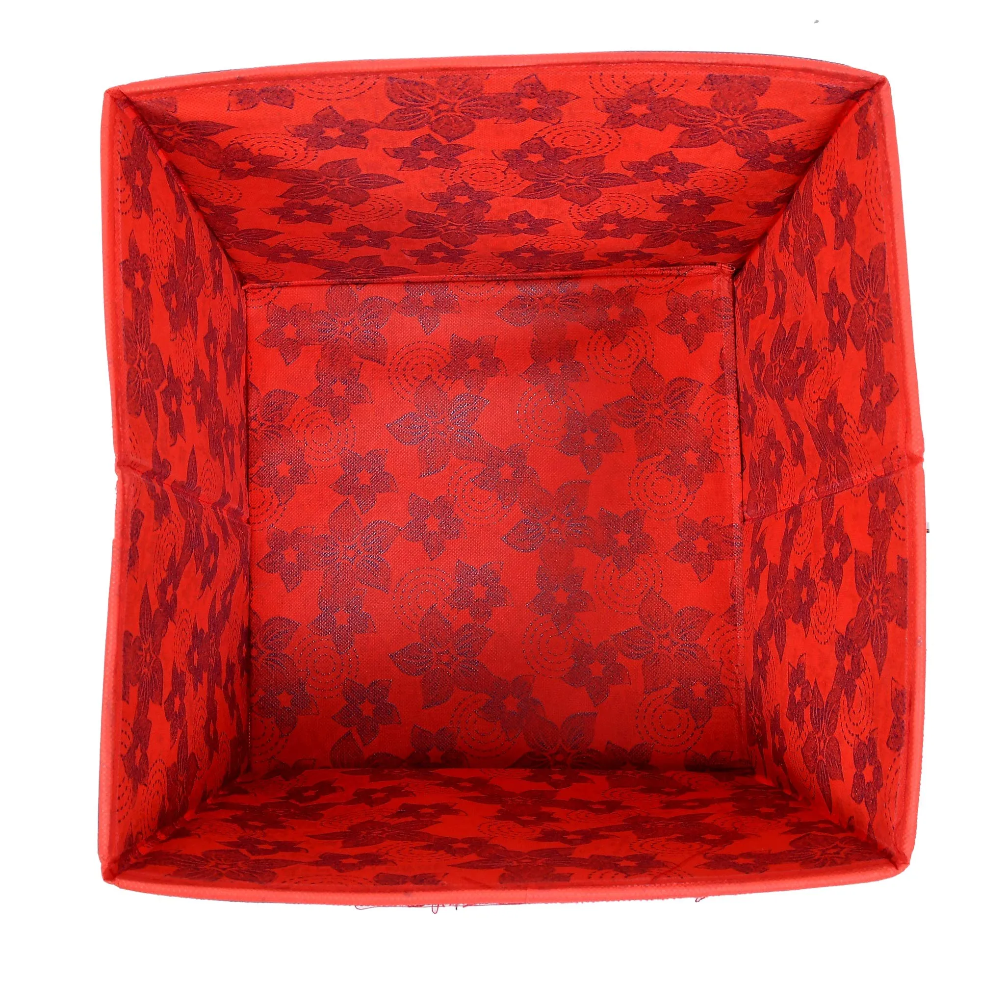 Kuber Industries Metallic Design Non Woven 6 Pieces Large Foldable Storage Organiser Cubes/Boxes (Red) - CTKTC35553