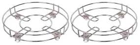 Kuber Industries Stainless Steel 2 Pieces Cylinder Trolly with 4 Wheels (Silver) -CTKTC021691