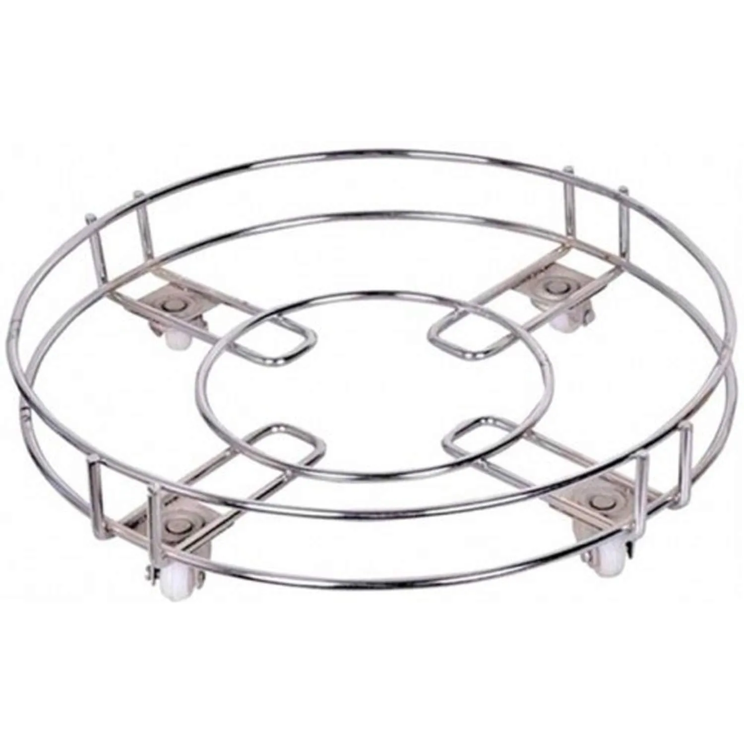 Kuber Industries Stainless Steel 2 Pieces Cylinder Trolly with 4 Wheels (Silver) -CTKTC021691