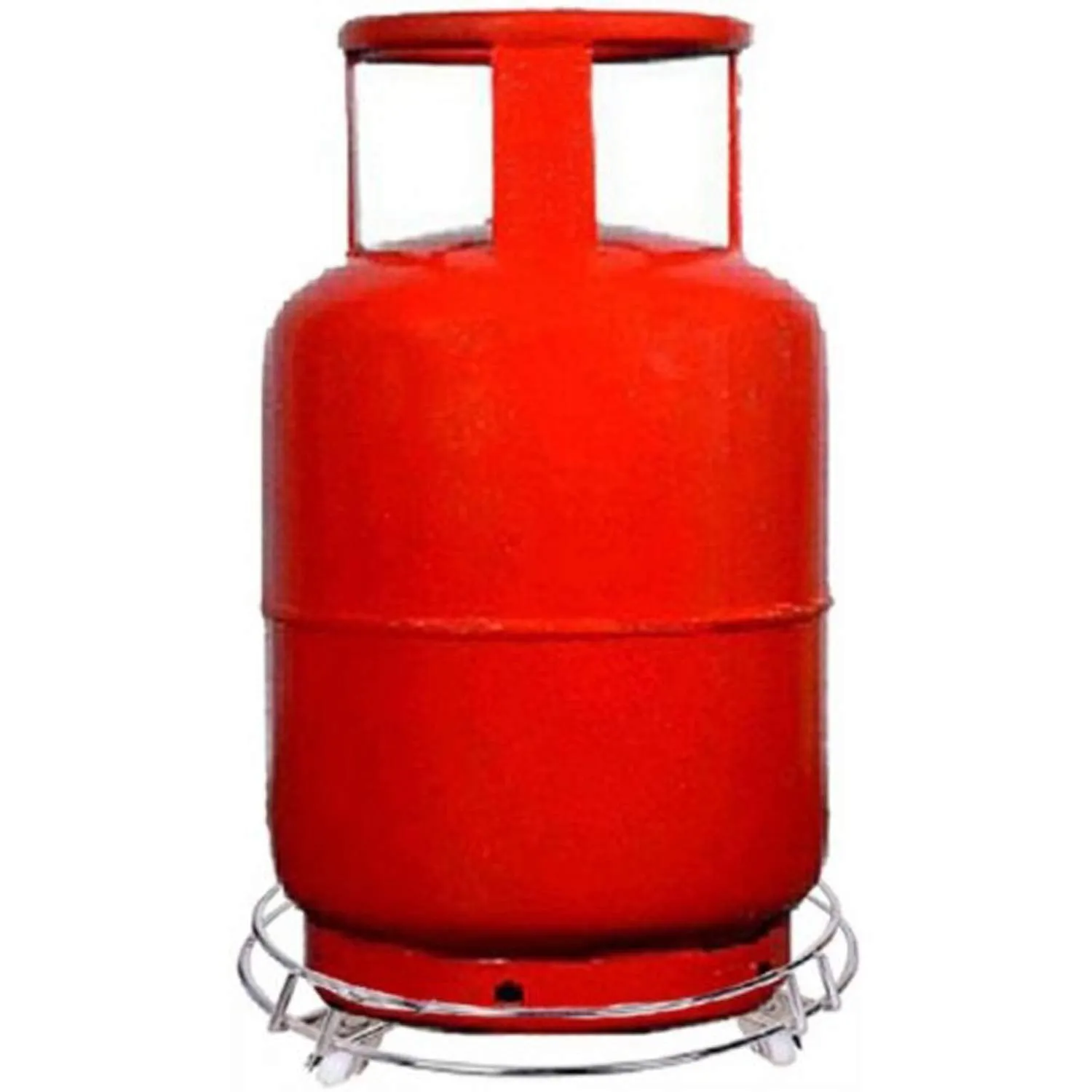 Kuber Industries Stainless Steel 2 Pieces Cylinder Trolly with 4 Wheels (Silver) -CTKTC021691