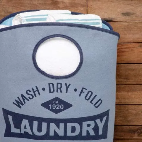 Laundry Hamper Grey Basket With Handles 24 X 24 Inch Grey