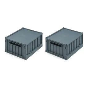 Liewood Weston Small Storage Box With Lid  - Whale Blue (2 Pack)
