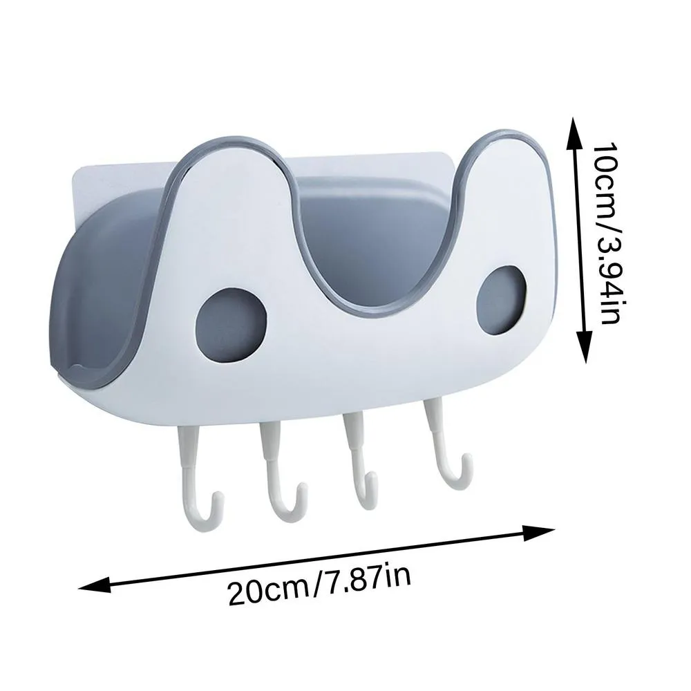 【LV252】Pot Lid Holder With 4 Hooks Self Adhesive Wall-Mounted Hanging Hooks