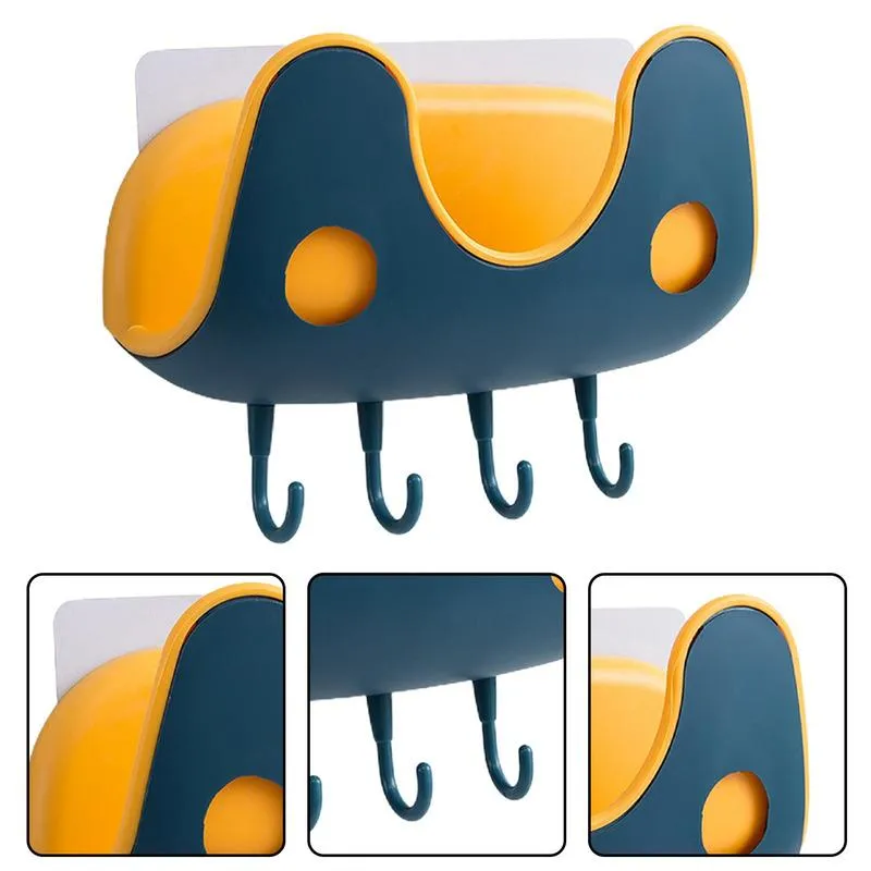 【LV252】Pot Lid Holder With 4 Hooks Self Adhesive Wall-Mounted Hanging Hooks