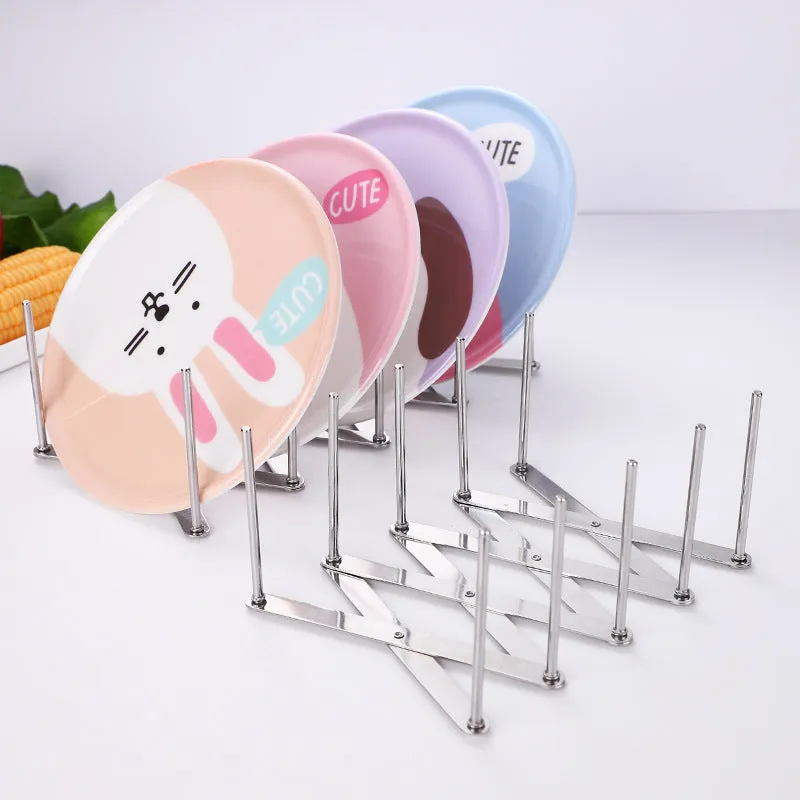 Multifunction Foldable Pot Lid Dish Organizer Rack