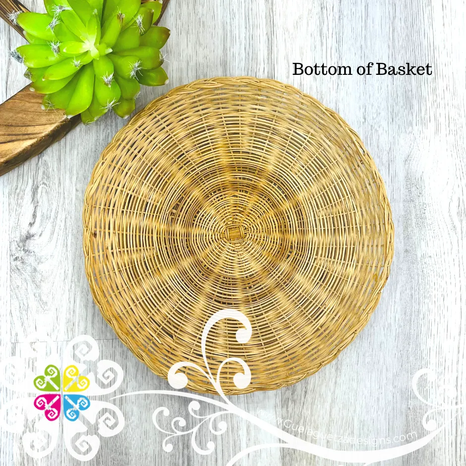 Natural Mimbre Flat Basket - Mexican Home Décor