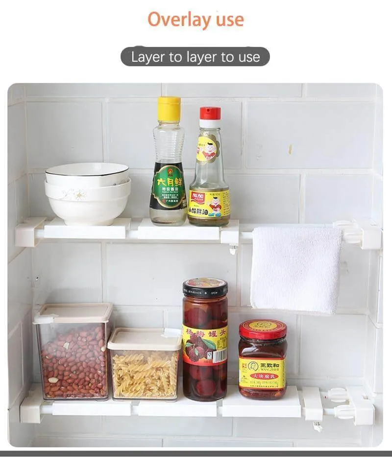 No-Drill Adjustable Kitchen Cabinet Organizer Rack