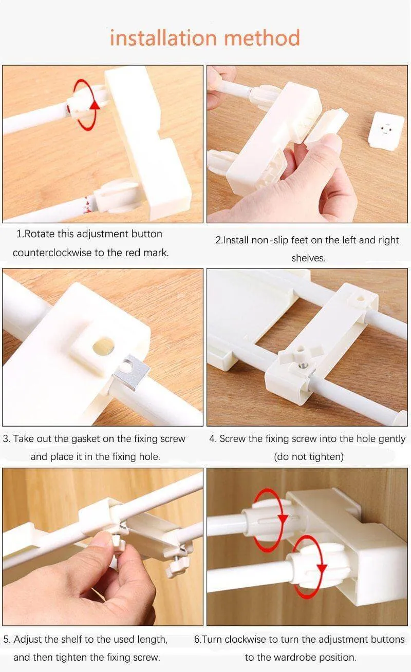 No-Drill Adjustable Kitchen Cabinet Organizer Rack