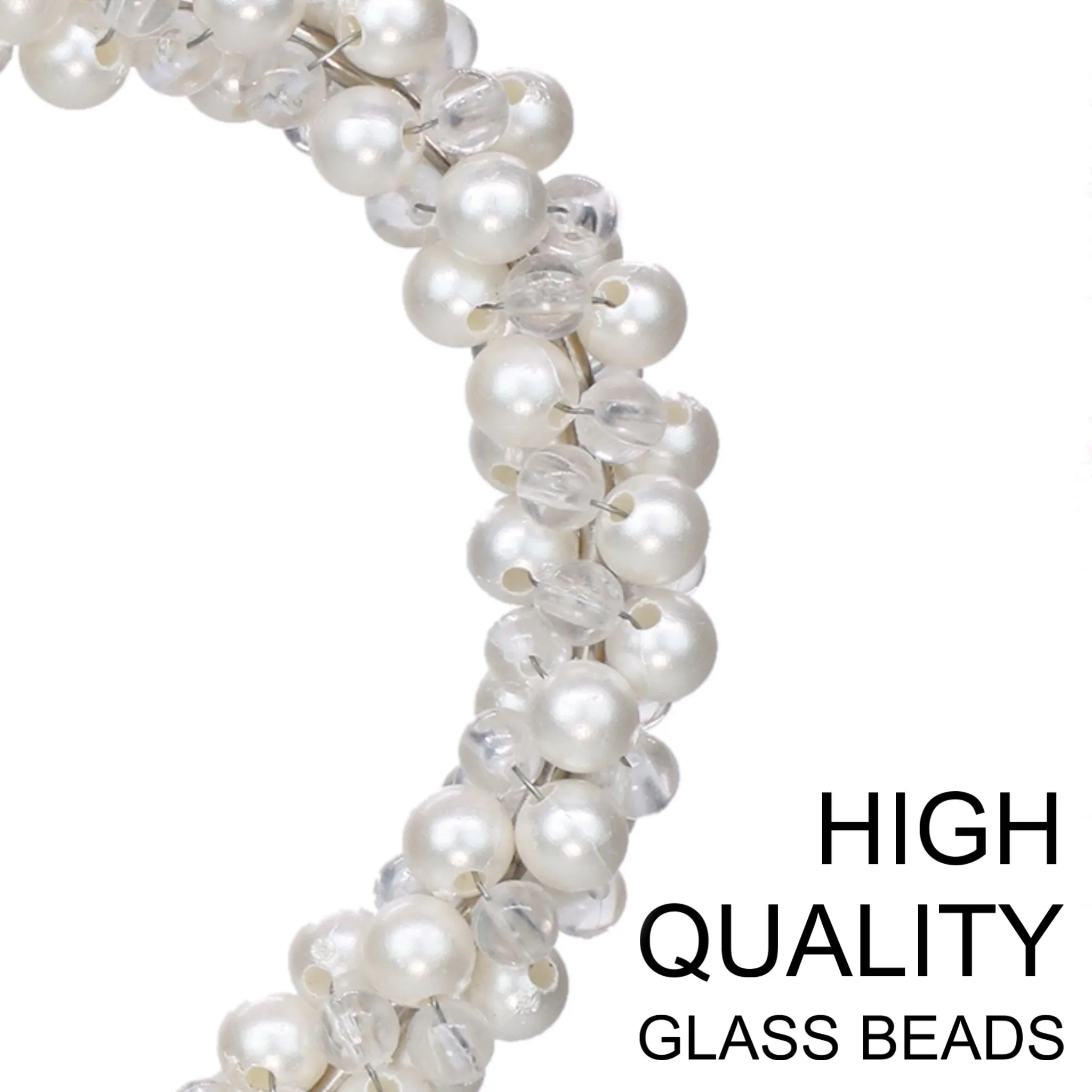 Pearl Beaded Heart Wreath Hanging in White, Set of 2