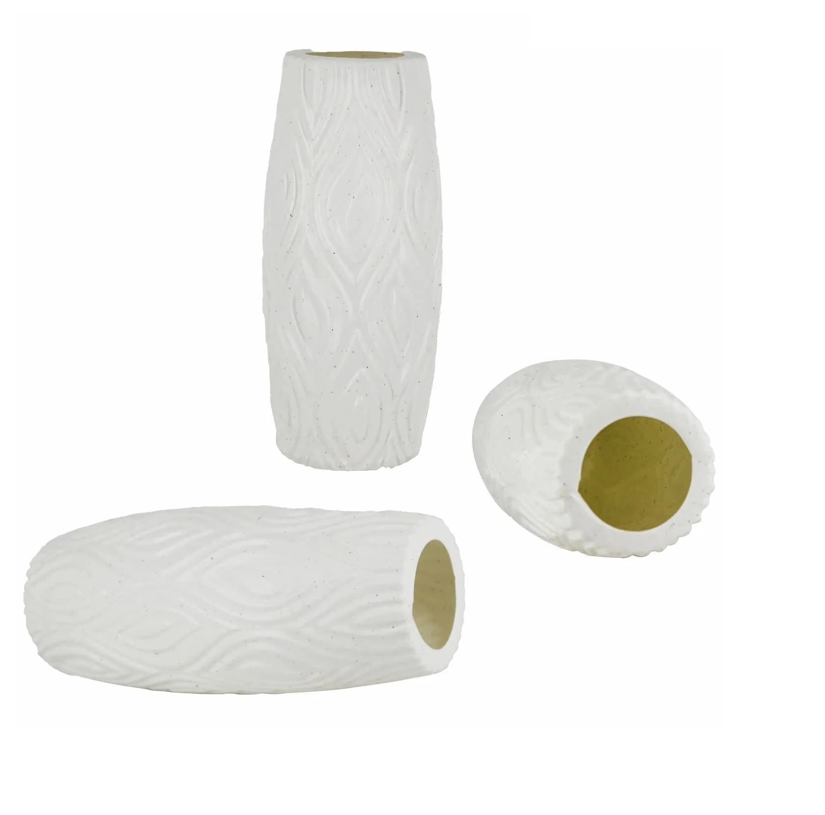 Plastic Garden'S Need Designer Decorative Round Shape White Beautiful Showpiece Fancy Flower Pot Unique Design Vase For Gift Purpose/Home/Office/Table/Garden Décor - Set Of 2