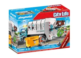 Playmobil City Life Eco-Friendly Recycling Truck Set - 70885 with Mini Figures and Accessories for Creative Play