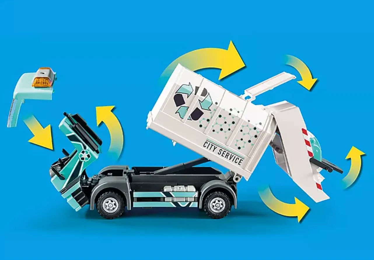 Playmobil City Life Eco-Friendly Recycling Truck Set - 70885 with Mini Figures and Accessories for Creative Play
