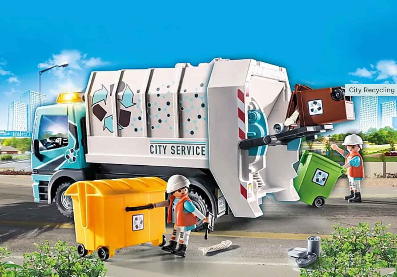 Playmobil City Life Eco-Friendly Recycling Truck Set - 70885 with Mini Figures and Accessories for Creative Play