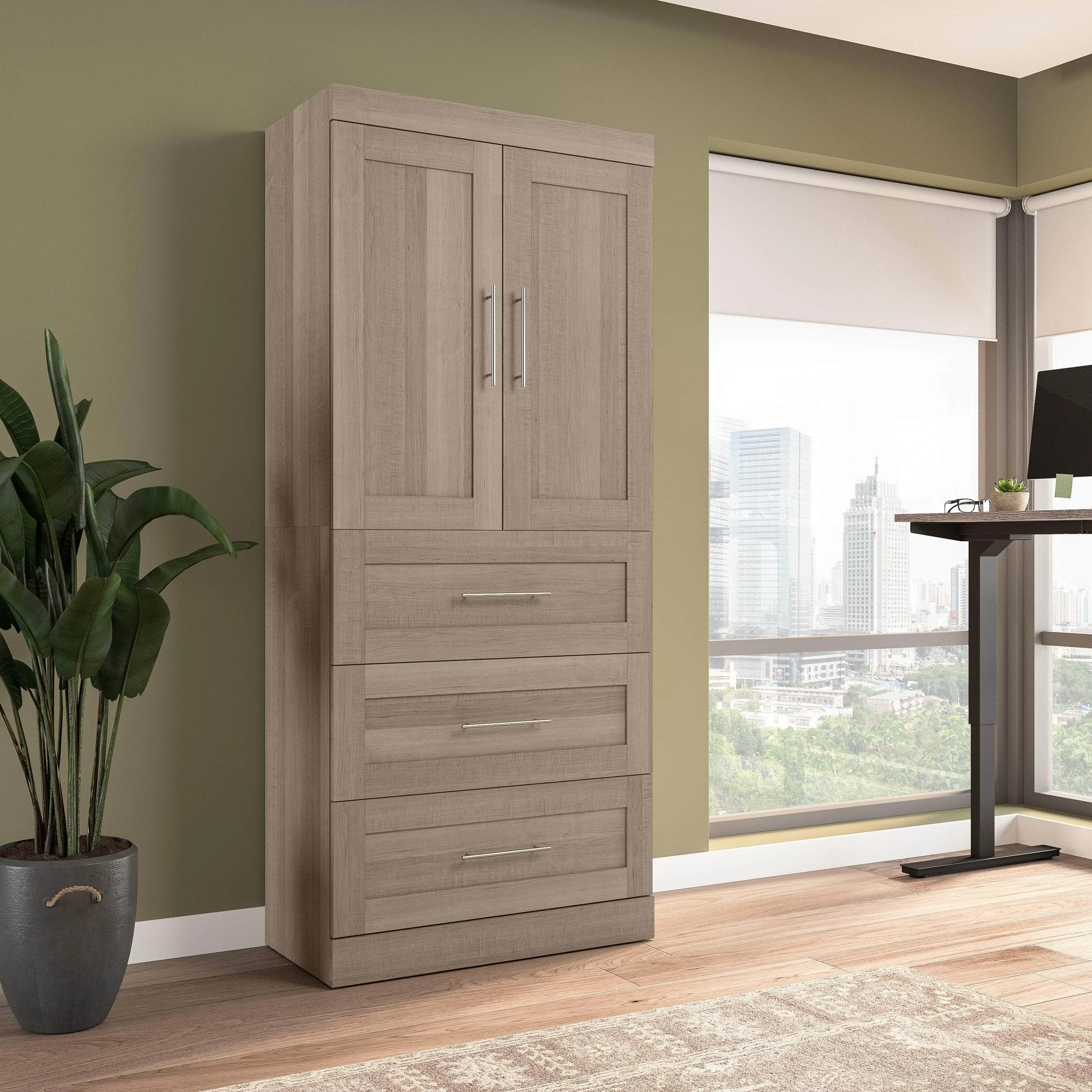 Pur 36W Wardrobe with 3 Drawers - Available in 5 Colours