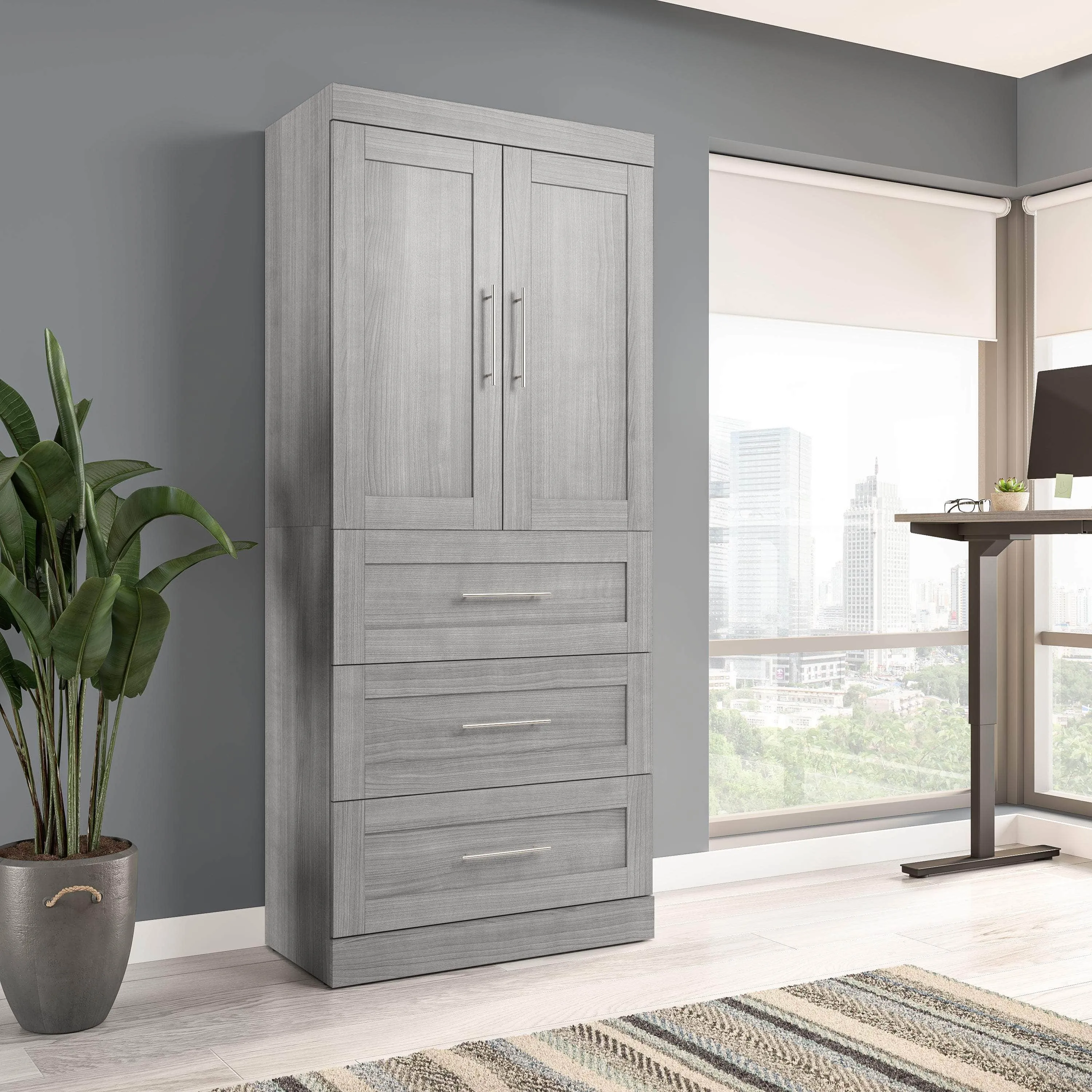 Pur 36W Wardrobe with 3 Drawers - Available in 5 Colours