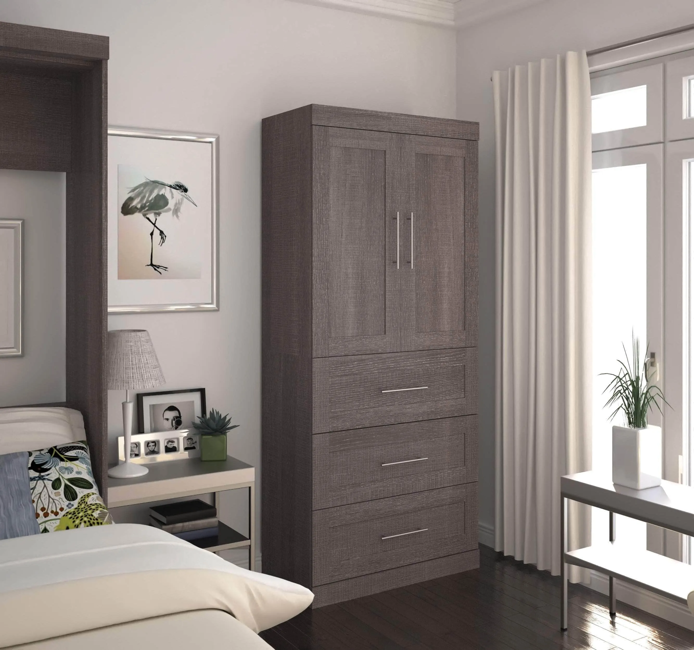 Pur 36W Wardrobe with 3 Drawers - Available in 5 Colours