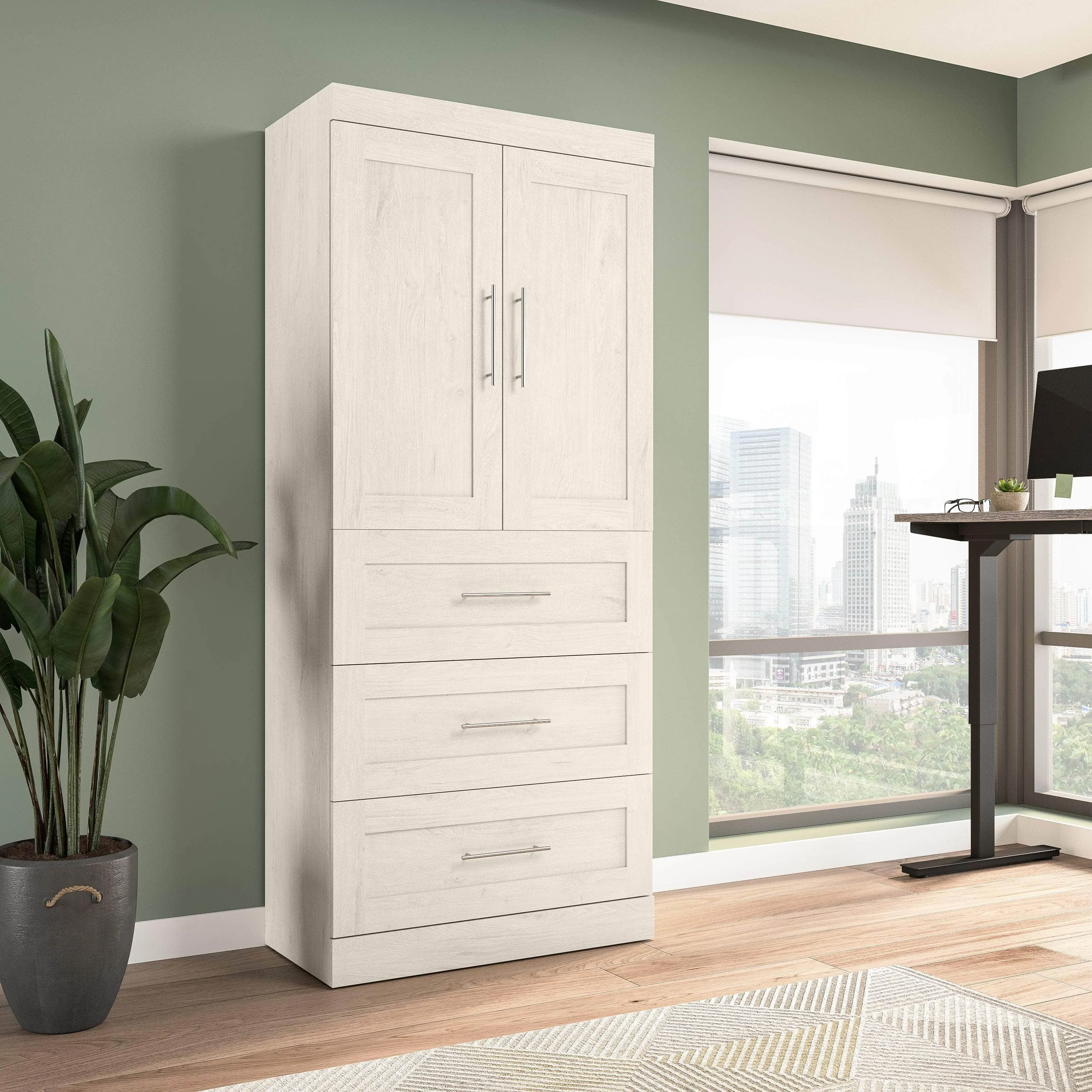 Pur 36W Wardrobe with 3 Drawers - Available in 5 Colours