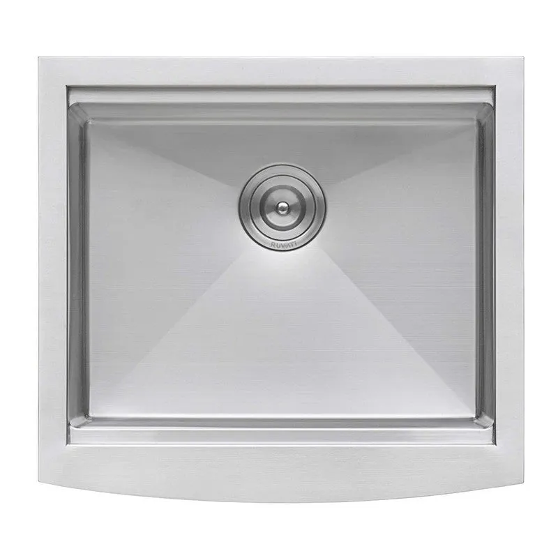 Ruvati 24-inch Apron-front Workstation Farmhouse Kitchen Sink 16 Gauge Stainless Steel Single Bowl - RVH9020