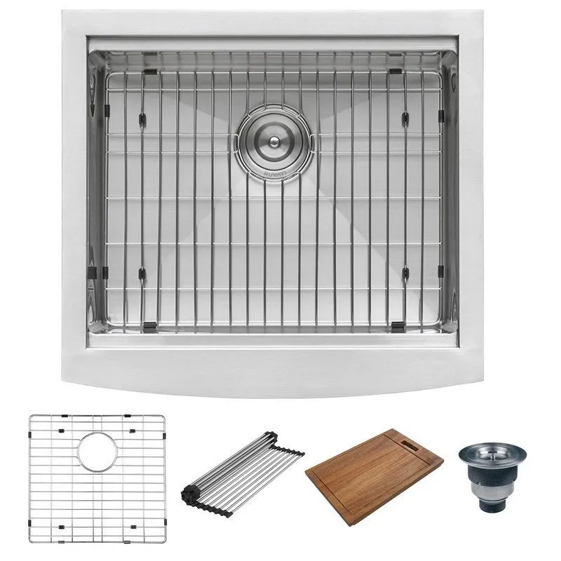 Ruvati 24-inch Apron-front Workstation Farmhouse Kitchen Sink 16 Gauge Stainless Steel Single Bowl - RVH9020