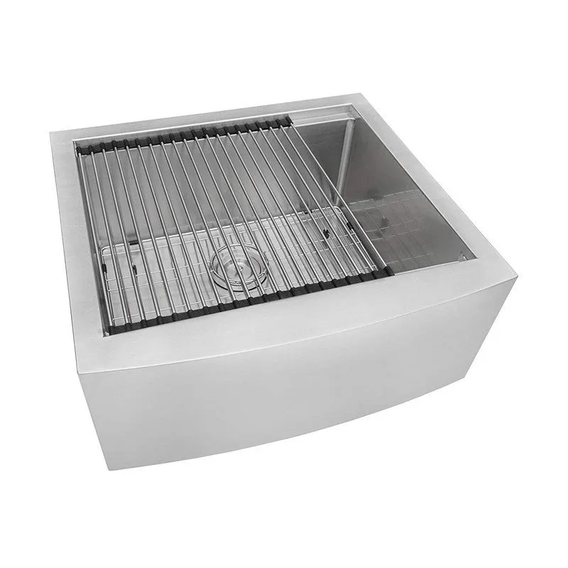 Ruvati 24-inch Apron-front Workstation Farmhouse Kitchen Sink 16 Gauge Stainless Steel Single Bowl - RVH9020